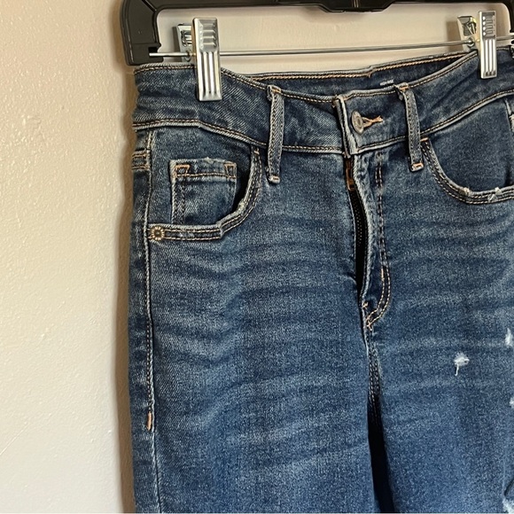 Old Navy High Rise Rockstar Super Skinny Distressed Denim Jeans Blue XS Small 2 - Picture 3 of 8